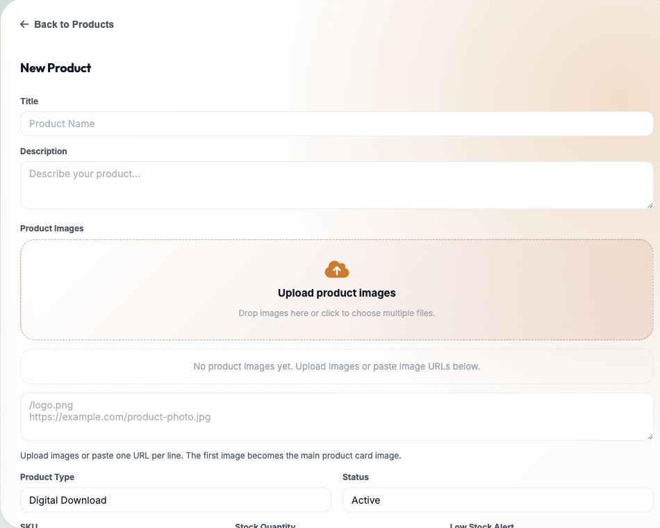 Product editor mockup